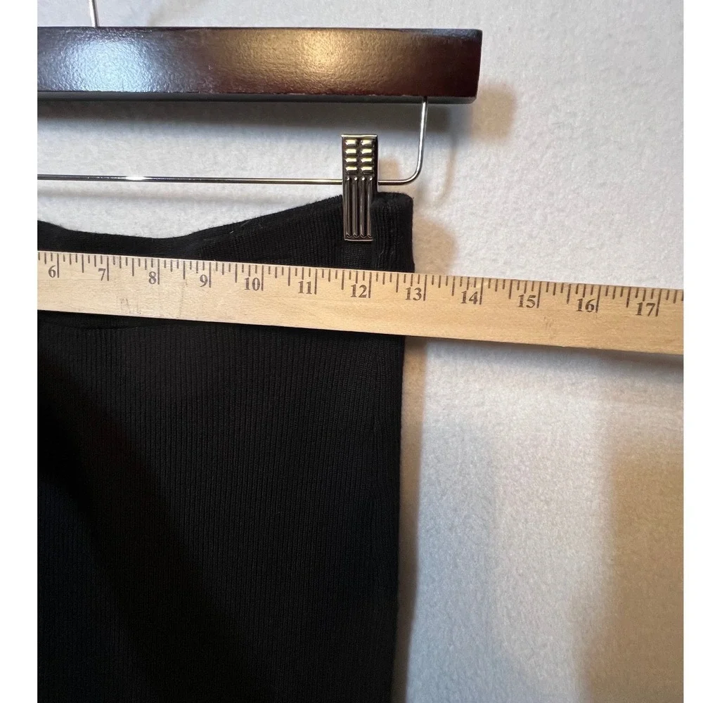 Olive + Oak Ribbed Knit Maxi Skirt High Waist‎ Slit Black Women's M